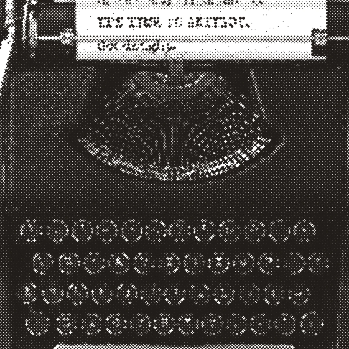 Halftone print of the ANTIROT typewriter’s keys and type basket.